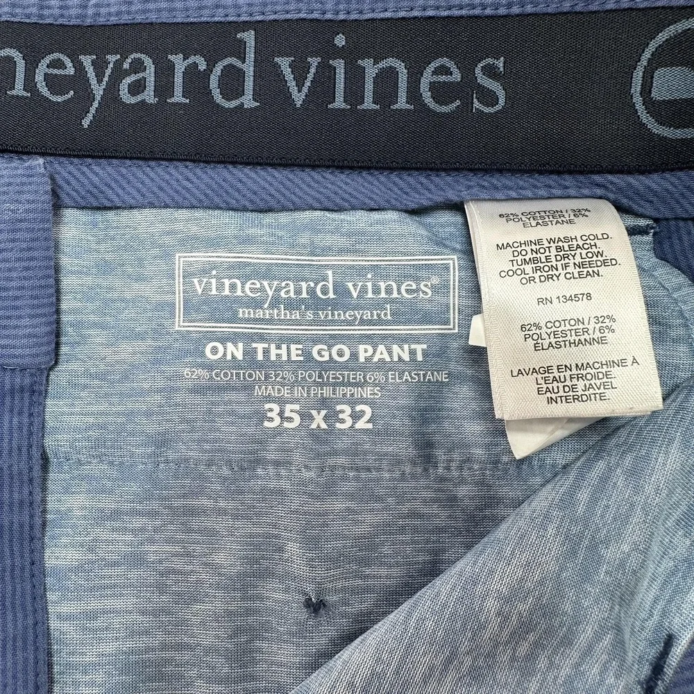 Vineyard Vines Pants Mens 35x32‎ Blue On-The-Go Stretch Chino Travel 1P001055
